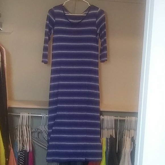 Dark blue white glow stripe maxi dress - Picture 1 of 5